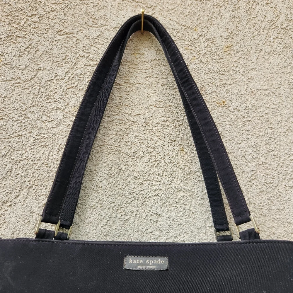 Kate Spade New York Sam Handbag Black Nylon Box Bag Double Handle Purse